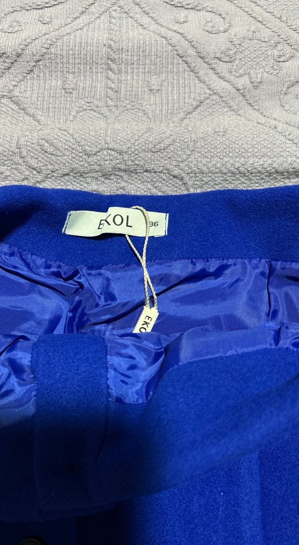 Ekol saks mavi önden düğmeli A form etek - Görsel 3