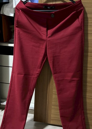 40 Beden bordo Renk Mango Bordo Kadın Regular Fit Kumaş Pantolon