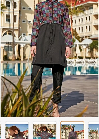 Renkli Desenli Uzun Kollu Kadın Mayo tam kapali tesettür mayo - Görsel 2