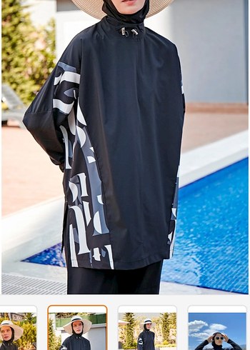 Uzun Kollu Siyah Salaş tam kapalı tesettür mayo - Görsel 3