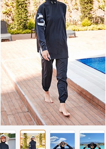 Uzun Kollu Siyah Salaş tam kapalı tesettür mayo - Görsel 2