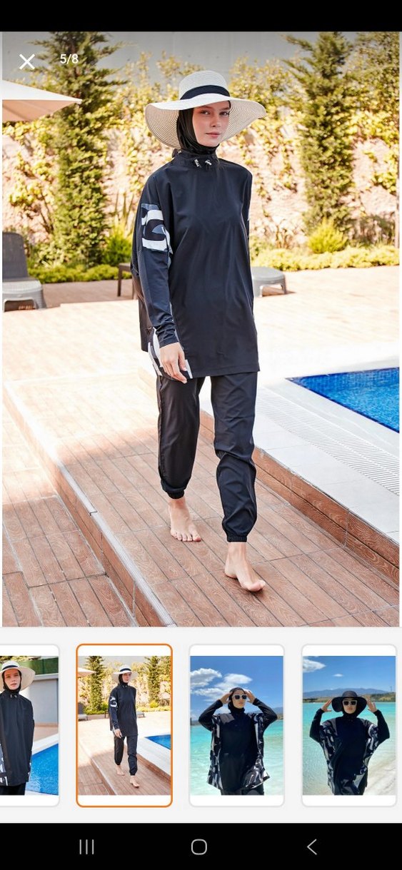 Uzun Kollu Siyah Salaş tam kapalı tesettür mayo - Görsel 2