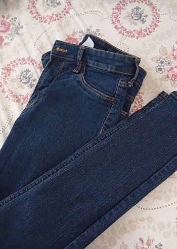 H&M Düğmeli Mavi Kadın Denim Pantolon