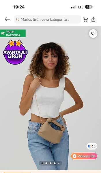 Siyah /bej çanta - Görsel 3