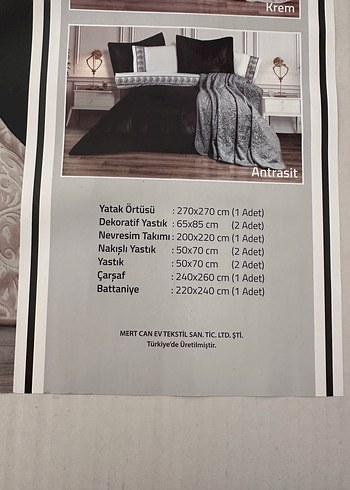 Krem dal işlemeli gelin yatak örtüsü seti - Görsel 6