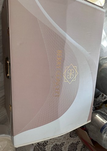 Krem dal işlemeli gelin yatak örtüsü seti - Görsel 8