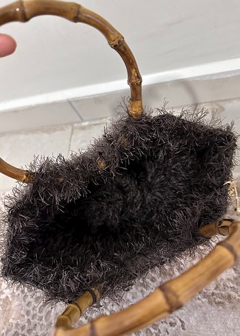 Kürk Detaylı Örgü Bohem Kadın Çanta - Görsel 6