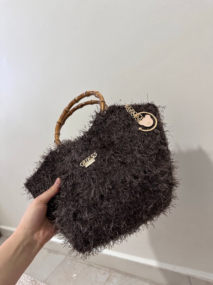 Kürk Detaylı Örgü Bohem Kadın Çanta - Görsel 5