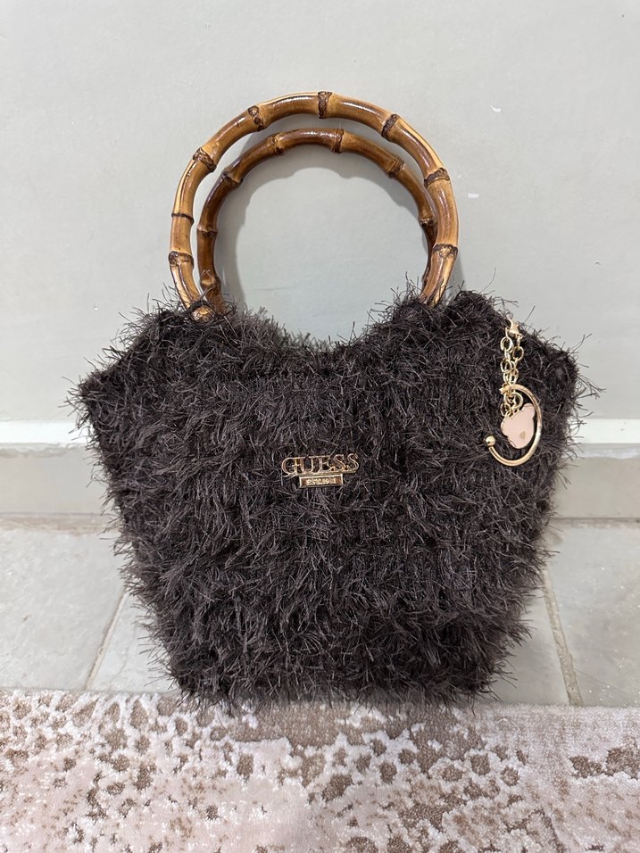 Kürk Detaylı Örgü Bohem Kadın Çanta - Görsel 3