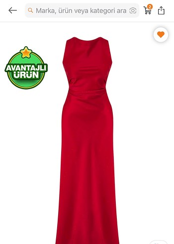 Kırmızı Saten Uzun V Yaka Drapeli Elbise - Görsel 4