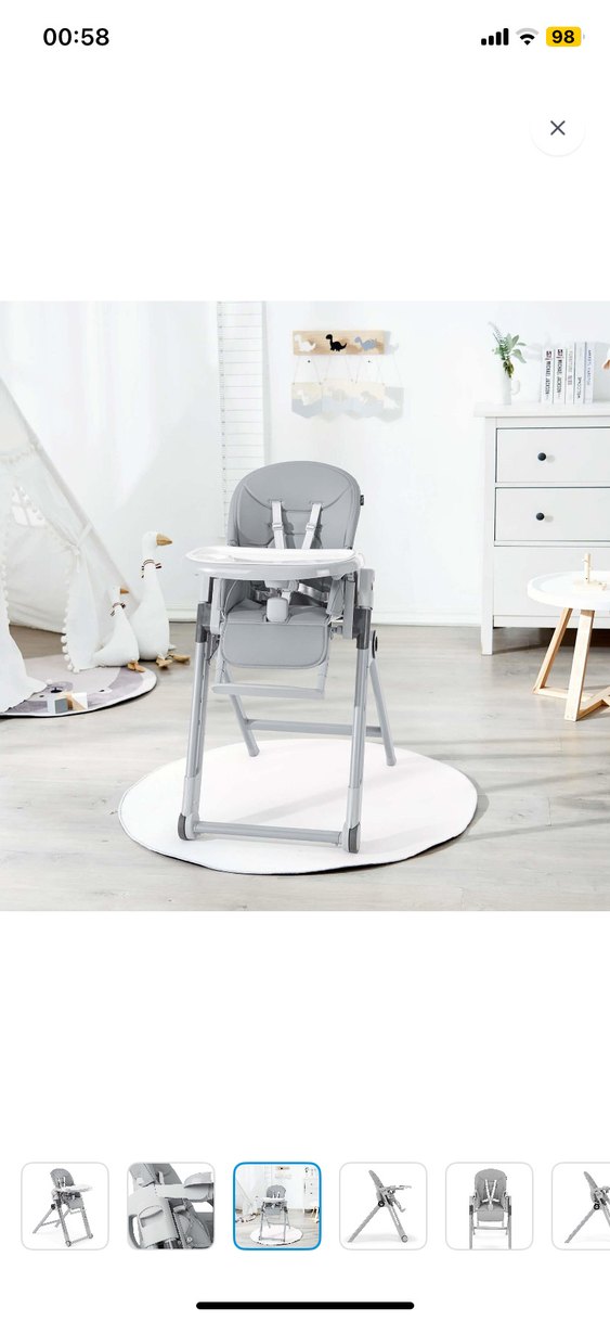 Gri Ayarlanabilir Bebek Mama Sandalyesi - Görsel 2
