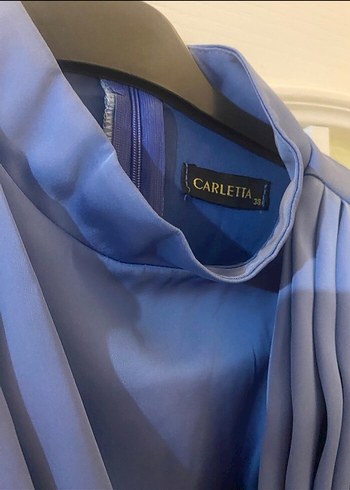 38 beden Mavi Uzun Abiye Elbise - Görsel 4