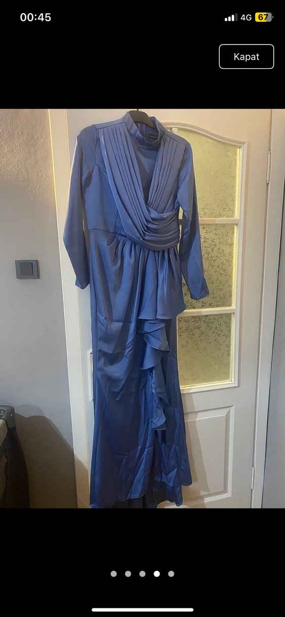38 beden Mavi Uzun Abiye Elbise - Görsel 3