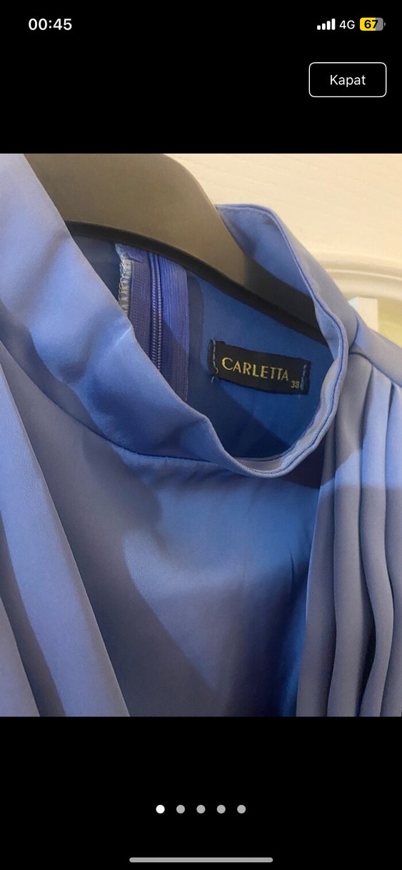 38 beden Mavi Uzun Abiye Elbise - Görsel 4