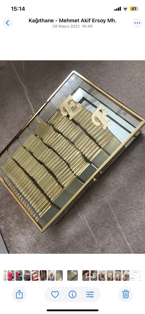 Parlak Altın detaylı cam kutu - Görsel 3