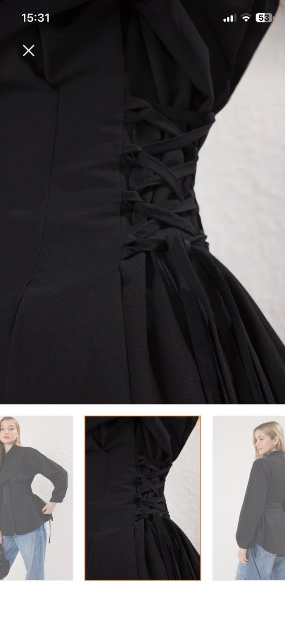 Kadın Siyah Kemerli Salaş Jean - Görsel 3