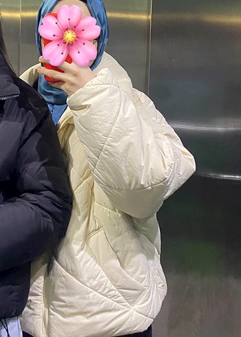 Bej Kadın Puff Mont Yüksek Yakalı - Görsel 5