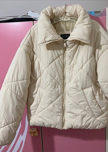 Bej Kadın Puff Mont Yüksek Yakalı - Görsel 3