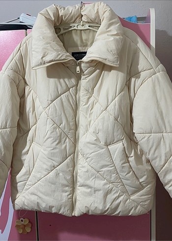 Bej Kadın Puff Mont Yüksek Yakalı - Görsel 2