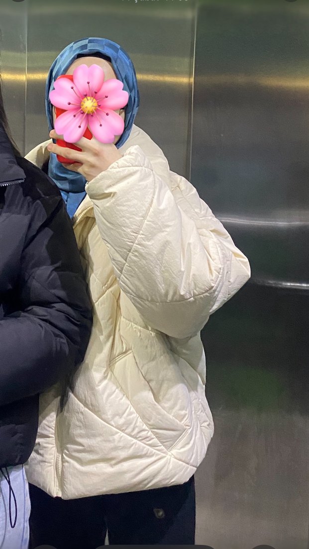 Bej Kadın Puff Mont Yüksek Yakalı - Görsel 5