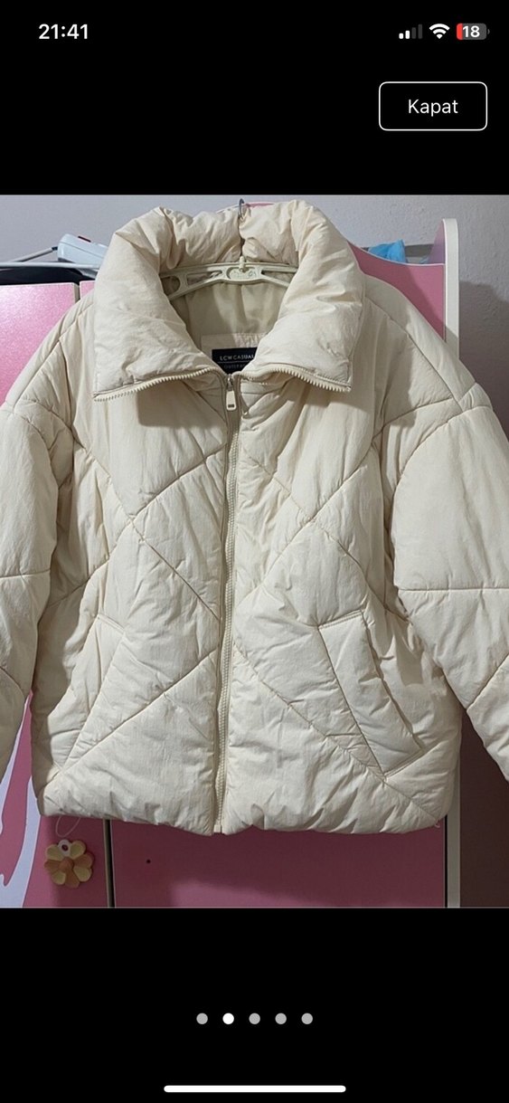 Bej Kadın Puff Mont Yüksek Yakalı - Görsel 2