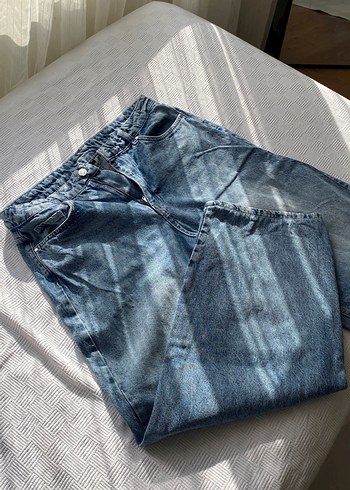 Gri Mavi Bol Kesim Kadın Denim Pantolon - Görsel 6