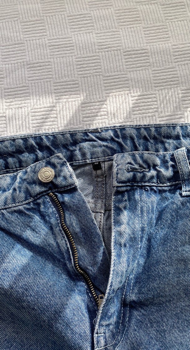 Gri Mavi Bol Kesim Kadın Denim Pantolon - Görsel 5