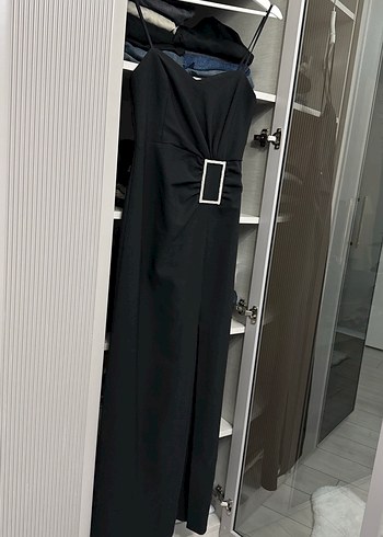 Siyah Uzun Askılı Elbise - Görsel 2