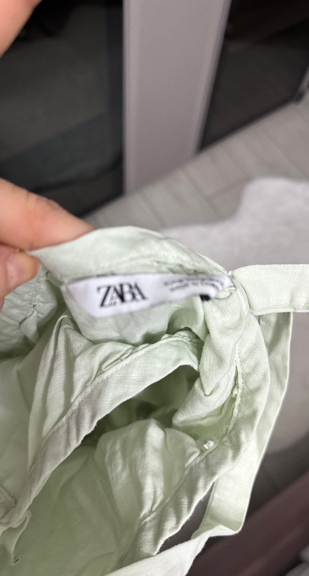 Düğmeli Beyaz Keten Uzun Elbise - Görsel 3