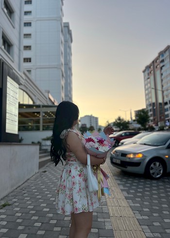 40 Beden çeşitli Renk Beyaz Çiçekli Vintage Holly Lolly Midi Elbise
