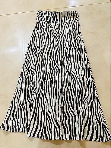 Midi boy zebra desen saten etek