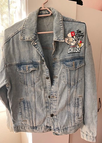 Gri Nakışlı Kadın Kot Ceket - Görsel 2