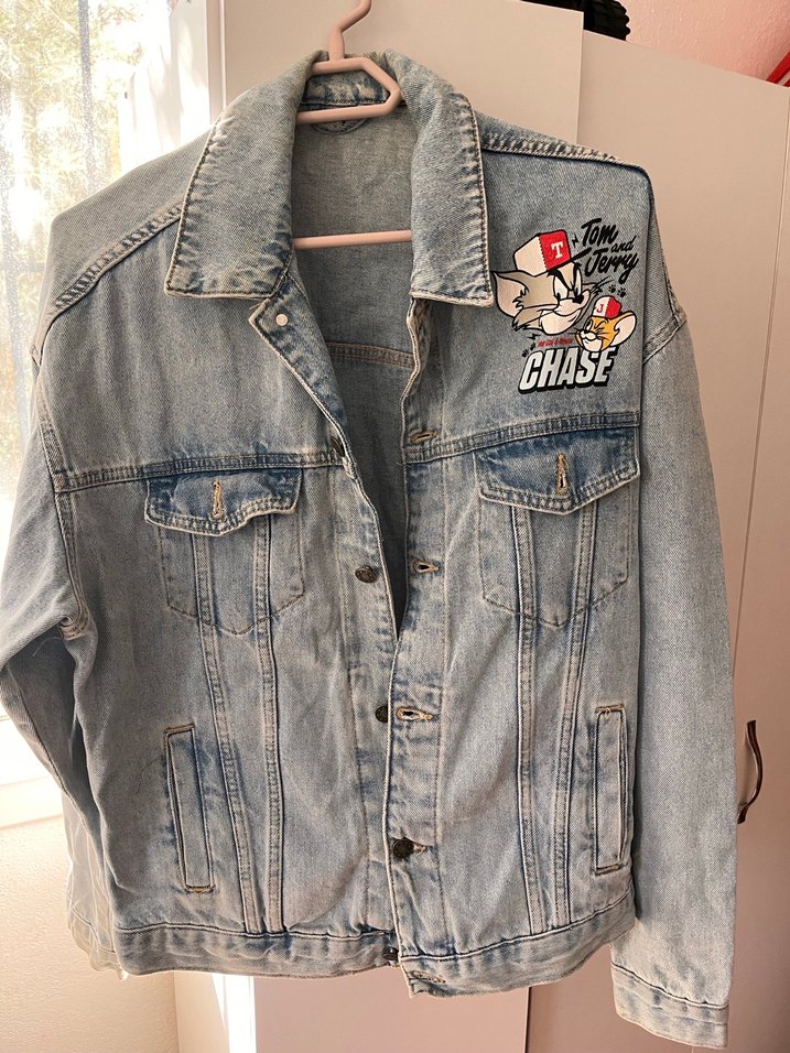 Gri Nakışlı Kadın Kot Ceket - Görsel 2