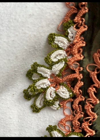 El emeği Dantel Detaylı Çok Renkli eşarp - Görsel 2