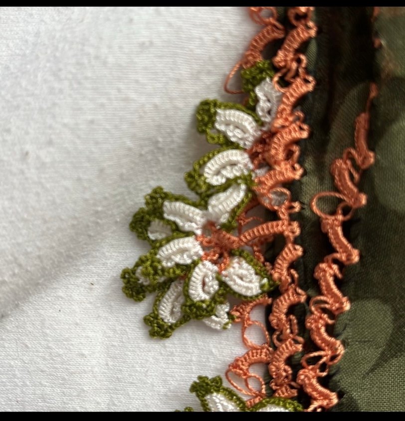 El emeği Dantel Detaylı Çok Renkli eşarp - Görsel 2