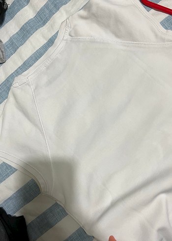 Beyaz Pamuklu Kısa Kollu Hamile Tişörtü - Görsel 2