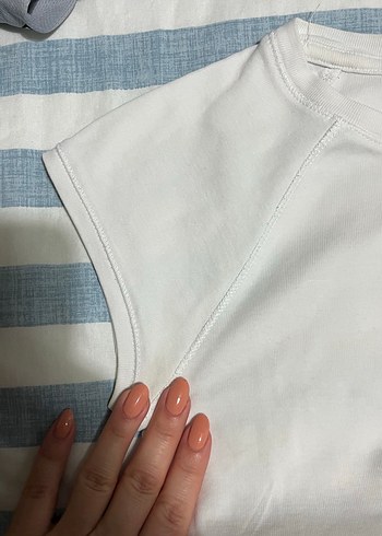 Beyaz Pamuklu Kısa Kollu Hamile Tişörtü - Görsel 3