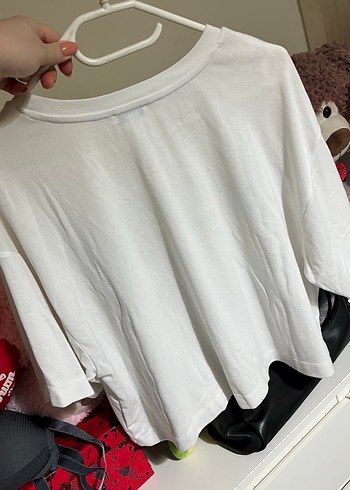 Beyaz Baskılı Pamuklu Tişörtü - Görsel 2