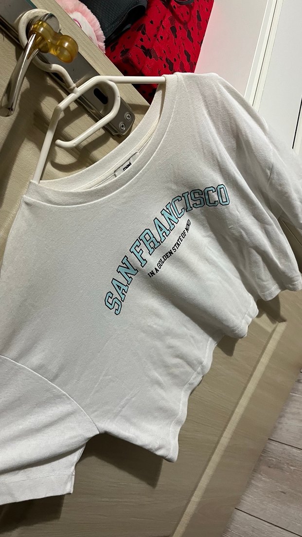 Beyaz Baskılı Pamuklu Tişörtü - Görsel 3