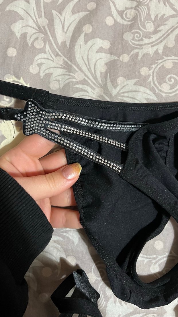 Nakışlı Siyah Gotik Midi Sütyen - Görsel 3