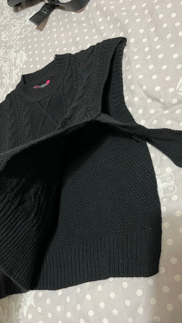 Siyah Yüksek Yakalı Örgü Süveter - Görsel 2