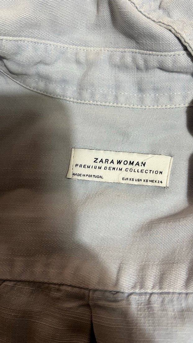 Gri Keten Kadın Gömlek Düğmeli - Görsel 3