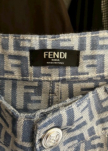 Fendi Monogramli Mavi Beyaz Pantolon
