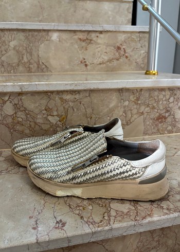 Yılan Desenli Fermuarlı Dolgu Topuk Espadril - Görsel 4