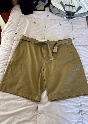 Kemerli Bej Erkek Mini Şort - Görsel 2