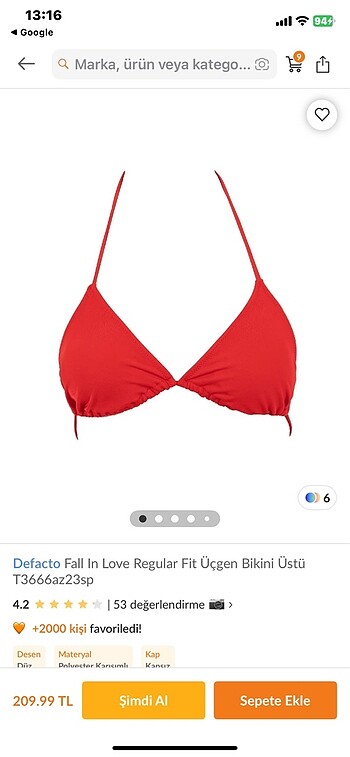 Kırmızı Bikini Üst