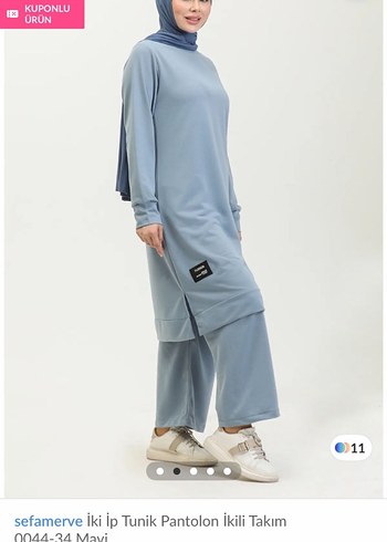 Uzun Kollu İki İp Tunik Pantolon - Görsel 2