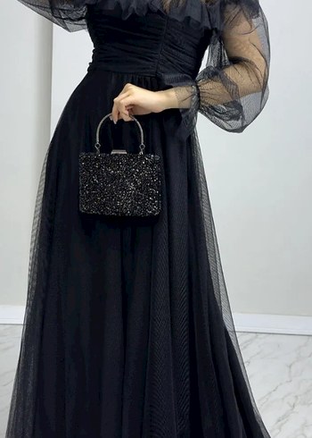 Trendyol & Milla Siyah Uzun Drapeli Gotik Kadın Elbise