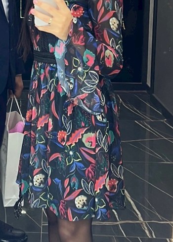 Bohem Çok Renkli Uzun Kollu Elbise - Görsel 4