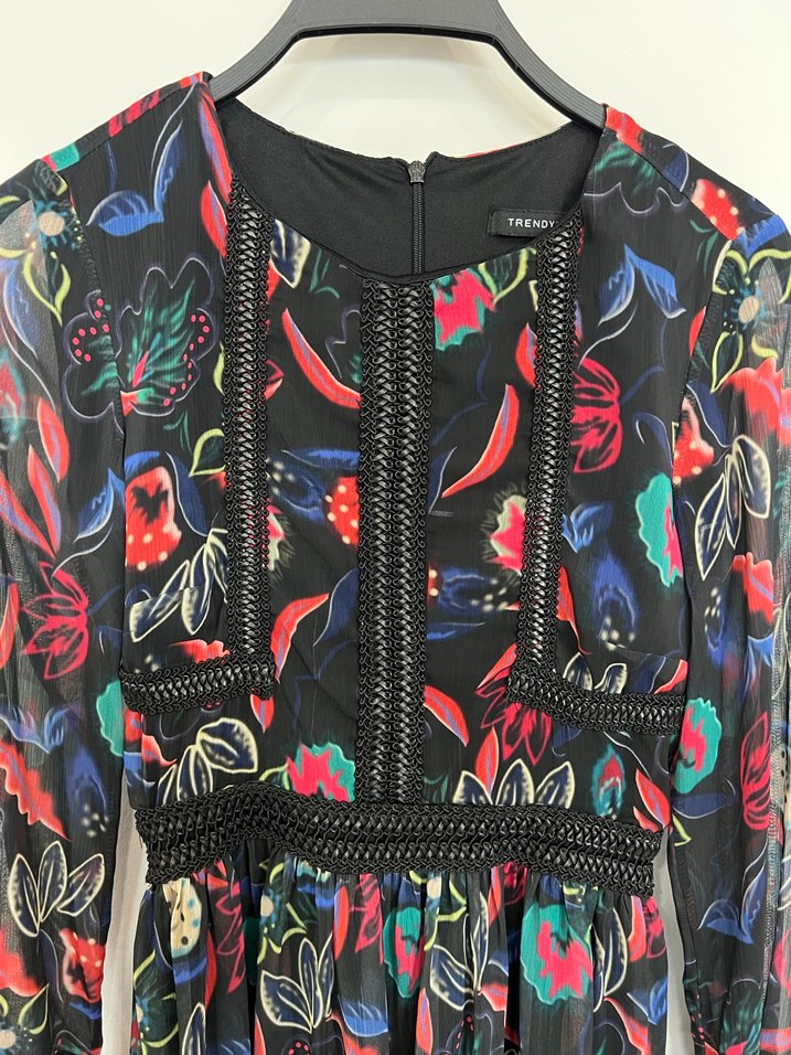 Bohem Çok Renkli Uzun Kollu Elbise - Görsel 2